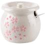 123Arts Ceramics Sakura Salt Sugar Storage Jar Seasoning Pot with Lid Spoon