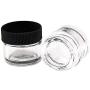 Glass Jars for health & cosmetics : 1&quotx1" / 5ml * small pots screw top lids black cap thick heavy weighted glass wholesale retail resell jewelers gems