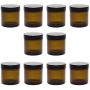 Viva Haushaltswaren 10 Small Jars Made of Brown Glass, Including Labels, 60 ml, Suitable for Storing Ointment or Cream