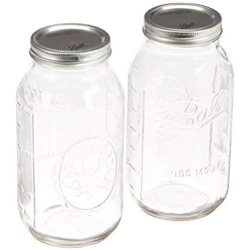 2ct 64oz (2 Qt) Wide Mouth Ball Mason Canning w/ Lid & Band Preserving (Pack of 2)