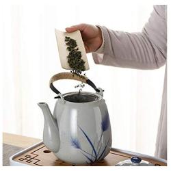 Teapot Ceramic Vintage Style Large capacity stainless steel filter kettle Water storage jar the Chinese tea culture Green Jasmine Flowers Black Tea Coffee milk,living room,tea lovers 1500ml,C