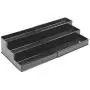 mDesign Plastic Adjustable, Expandable Kitchen Cabinet, Pantry, Shelf Organizer/Spice Rack with 3 Tiered Levels of Storage for Spice Bottles, Jars, Seasonings, Baking Supplies - Charcoal Gray