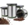Airtight Container Jar Stainless Steel 4 Piece Food Storage Canister Set with Transparent Lids for Tea,Coffee,Snacks, Milk Powder,Beans Canisters(Green)