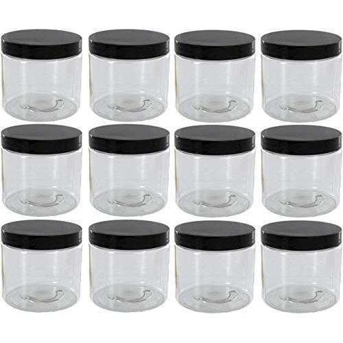 Slime Jars With Lids - Clear Jars 2oz with Lid, 12 Pack, Round PET Plastic Jar Container with Blank Labels (BPA Free) …