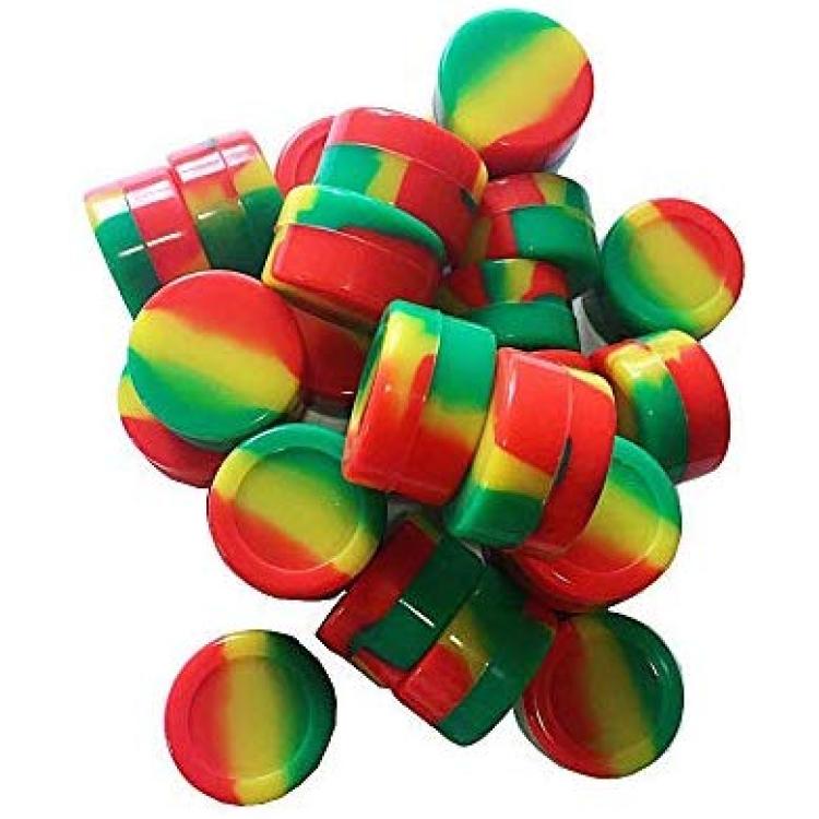 50PCS Rasta Non-Stick Food Grade Silicone Wax Dab Containers 5ml Non Stick  Wax Oil Multi