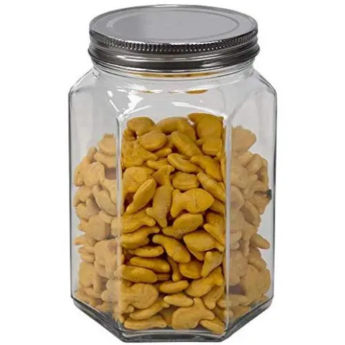 Bocal Hexagonal en Verre Home Basics avec Couvercle en Acier Inoxydable Étanche, Organisation de Cuisine, Large Bouche, Idéal pour Stocker les Aliments, les Collations et les Produits de Boulangerie, Transparent (1 pièce, Taille Moyenne (110 oz.)) Bocal Hexagonal en Verre Home Basics avec Couvercle en Acier Inoxydable Étanche, Organisation de Cuisine, Large Bouche, Idéal pour Stocker les Aliments, les Collations et les Produits de Boulangerie, Transparent (1 pièce, Taille Moyenne (110 oz.))