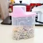 Yagaga Food Storage Airtight Pantry Containers, Food Storage Container Transparent Plastic Sealed Fresh-Keeping Storage Jar Food Storage Organization 4/Set (Pink)