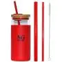 Roter Becher mit Strohhalse, 20 OZ Becher, rote Tasse mit Strohhalse, Glasbecher, Kaffeetasse, Becher mit Strohhalse, Glasbecher mit Deckel, Niedliche Kaffeetassen, heiße Kaffeetassen, Smoothie-Becher