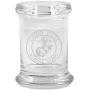 Clear Glass Herb Stash Jar and Lid 2.75 oz with US Marines Logo from Smoke Promos
