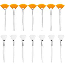 14 Pieces Fan Mask Brushes Facial Mask Applicator Brush Soft Fan Brushes Acid Applicator Brush Cosmetic Makeup Applicator Tools for Mud Mask Cream