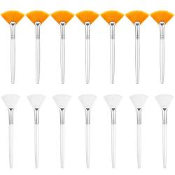 14 Pieces Fan Mask Brushes Facial Mask Applicator Brush Soft Fan Brushes Acid Applicator Brush Cosmetic Makeup Applicator Tools for Mud Mask Cream