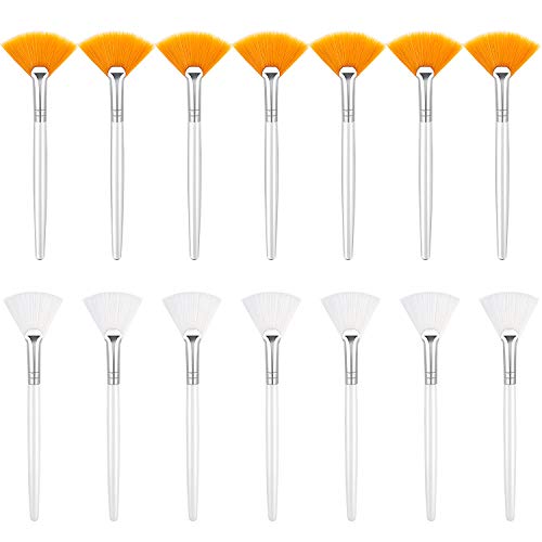 14 Pieces Fan Mask Brushes Facial Mask Applicator Brush Soft Fan Brushes Acid Applicator Brush Cosmetic Makeup Applicator Tools for Mud Mask Cream