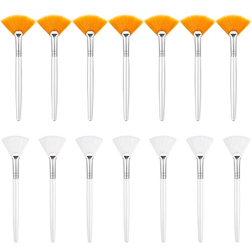 14 Pieces Fan Mask Brushes Facial Mask Applicator Brush Soft Fan Brushes Acid Applicator Brush Cosmetic Makeup Applicator Tools for Mud Mask Cream