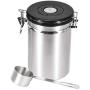 YOCrazy-US Direct 304 Stainless Steel Premium Coffee Canister - Stainless Steel Storage Container with Scoop - Keeps Your Coffee Airtight Fresh and Flavorful