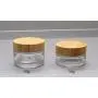 1 Stück 30g/1oz Klarer Glasbehälter mit Bambushut und Innenliner – Leermaschine zur Auffüllung für Kosmetikcreme, Lotion, Behälter, Dose, Fall, Behälter für die Dosierung von Proben