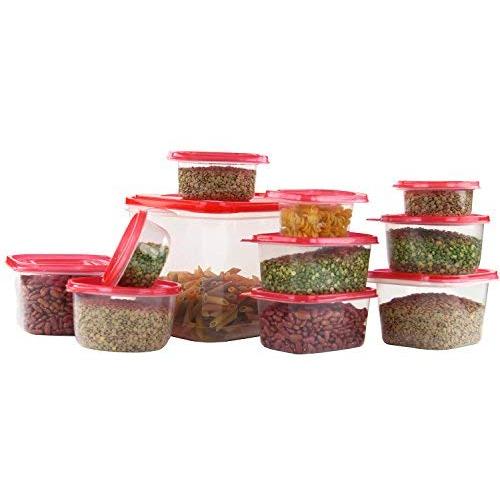 58 Piece Plastic Food Container Set - 29 Plastic Storage Containers with Air Tight Lids Red