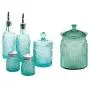 Ensemble Pioneer Woman Adeline 6 Pièces (Assortiment de Condiments) Turquoise + Pot à Biscuits en Verre Turquoise de Pioneer Woman