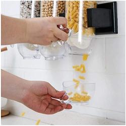 PSFS Cereal Dispenser Double Single Dry Food Snack Grain Canister Plastic Storage with Twist Knob Countertop Airtight Food Storage (Black)