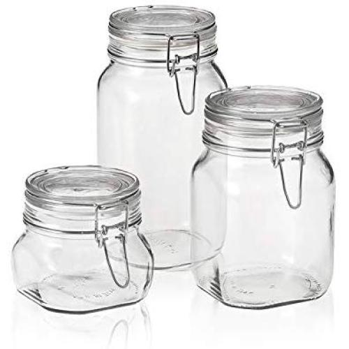 Bormioli Rocco Fido Canning Jar, Set of 3 (17.5 oz,33.75 oz,50.75 oz.)