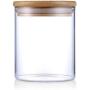 Home Basics NEW Clear Glass Storage Canister Pasta Jar 18oz Food Jar Airtight Closure Tealeaf Jar Bottle bamboo Lids for Snacks,Candy Tray,500ML/18oz