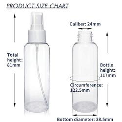 Spray Bottles for Hand Sanitizer, Essential Oils, Perfumes, Cosmetic, Fine Mist sprayer, Clear Plastic, Travel Size, 3.4oz/100ml, Refillable & Reusable (3 Pack)