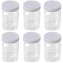 Hemoton 12pcs Clear Plastic Jars Spice Storage Container Airtight Leakproof Plastic Storage Containers with Ribbed Liner Screw On Lids(360ml)