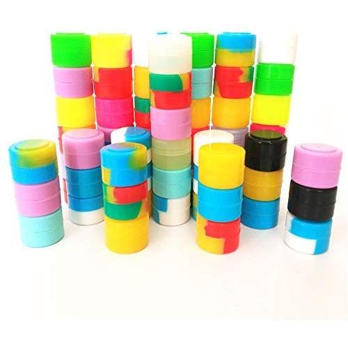 100Pcs Non-Stick Silicone Wax Dab Containers 2ml Multi Use Storage Jars Cream Emulsion Bottles Assorted Colors