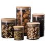 Bamboo Cover Transparent Glass Sealed Cans Kitchen Mason Bottle Household Food Containers Candy Multi Grain Jar,450ml