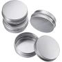 24 Pack 2 oz / 60ml Round Aluminum Lip Balm Tin Cans with Screw Top Lids - Silver Cosmetic Sample Containers - Metal Empty Tins Travel Storage Tin Jars for Salve, Spice, Candies or Crafts