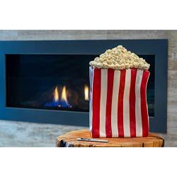 Popcorn University Ceramic Popcorn Container with Lid - Decorative Cookie Jar for Kitchen Counter Food Storage, Table Centerpiece, Vase & More - Red Striped Home Movie Theater Room Décor, 13&quotx4.5&quotx8"