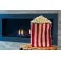 Popcorn University Ceramic Popcorn Container with Lid - Decorative Cookie Jar for Kitchen Counter Food Storage, Table Centerpiece, Vase & More - Red Striped Home Movie Theater Room Décor, 13&quotx4.5&quotx8"