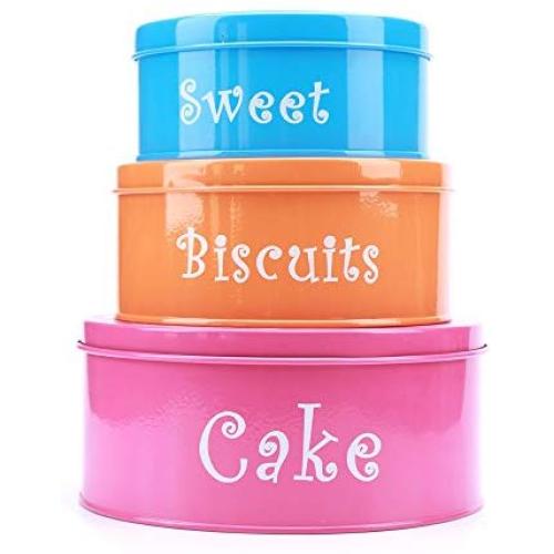 Hot Sale X755 Metal Cartoon Set of 3 Cake Biscuit Sweet Storage Tin Canister/Home Kitchen Gifts Food Jar/Container Sets