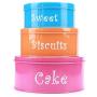 Hot Sale X755 Metal Cartoon Set of 3 Cake Biscuit Sweet Storage Tin Canister/Home Kitchen Gifts Food Jar/Container Sets