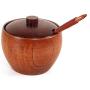 Wooden Salt Box with Lid and Spoon, Salt Cellar Salt bowl Sugar Bowl Wood Spice Jar Sugar Spice Condiment Storage Container for Kitchen