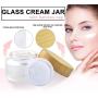 2 Pack 50ml/1.7oz Frosted Glass Cosmetic Cream Jar Bottle Refillable Glass Face Cream Pot Cosmetics Container With Bamboo lids and Inner Liners For Travel DIY Sample Eyeshadow Essential Oils