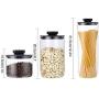 HIZLJJ 3 Pack Glass Storage Jars with Sealed Clear Glass Bulk Food Storage Canister Stainless Steel Glass Sealed Canfor Serving Tea, Coffee,Spice,Candy,Cookie