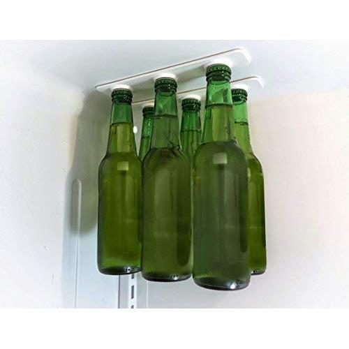 Refrigerator Organizer Bottle Holder & Jar Hanger Magnet Strips By DRAKS - Strong Neodymium Magnets - Fridge Bottle Space Saving Storage Loft - For Cans & Containers With Metal Lids & Tops - Pack Of 2