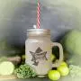 Brown This Is Where The Magic Happens Frosted Glass Mason Jar With Straw