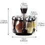 1 Set Glass Spice Jar Rotating Seasoning Box Salt Sugar Pepper Shaker Condiments Storage Bottle Holder Kitchen Gadget