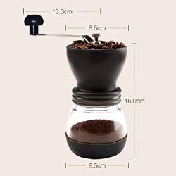 ZHCSS Manual Coffee Grinder with Ceramic Burrs Coffee Container Stainless Steel Handle and Silicon Cove with Storage Jar Quiet and Portable, Manual Grinding Machine