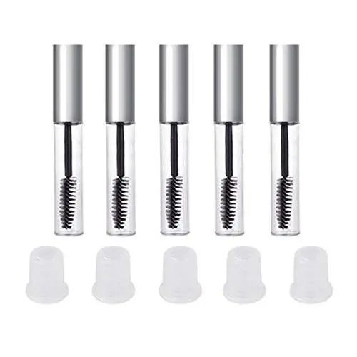 5PCS 10ML/0.34oz Empty Refillable Plastic Clear Mascara Eyelash Tube Bottle Jars Cosmetic Makeup Vial Storage Holder Container with Inner Plug and Brush for Mascara Eyelash Growth Oil(Silver Cap) 5PCS 10ML/0.34oz Empty Refillable Plastic Clear Mascara Eyelash Tube Bottle Jars Cosmetic Makeup Vial Storage Holder Container with Inner Plug and Brush for Mascara Eyelash Growth Oil(Silver Cap)