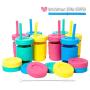 Elk and Friends Kids Cups/Toddler cups with Straws ? Glass Mason Jars 8 oz with Silicone Sleeves & Straws + Straw & Leakproof Lids ? Spill Proof cups for Kids, Sippy Cups for Toddlers