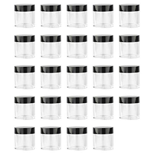 XICHEN (24 Pieces) 10G/10ML Clear Plastic Cosmetic Round Container Jars with BLACK Lids