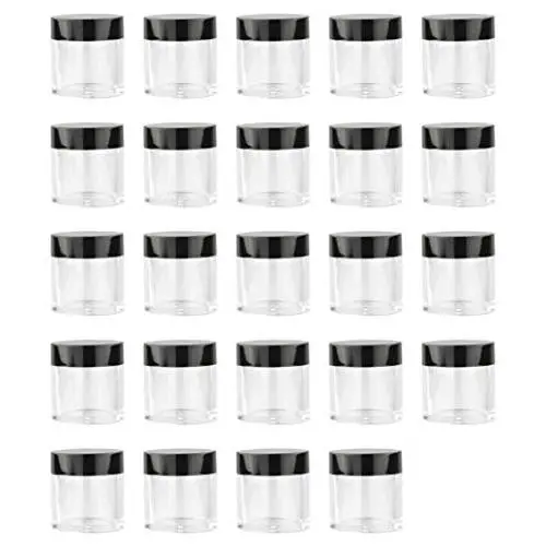 XICHEN (24 Pieces) 10G/10ML Clear Plastic Cosmetic Round Container Jars with BLACK Lids XICHEN (24 Pieces) 10G/10ML Clear Plastic Cosmetic Round Container Jars with BLACK Lids