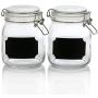 Set of 2, 32 Ounce Clear Airtight Canister Set with Chalkboard Labels, Glass Jars for Cereal, Flour, Pantry Storage Jars