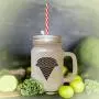Red Multicolor Cone Ice Image Frosted Glass Mason Jar With Straw Red Multicolor Cone Ice Image Frosted Glass Mason Jar With Straw