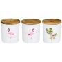 One-Pine Ceramic Food Storage Jar with Environmentally Friendly Sealed Lid,480ml / 16oz Flamingo Food Storage Canister Container for Tea Sugar Coffee Bean Nuts Grain