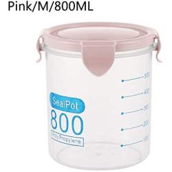 Food Storage Box,Preservation Kitchen Bottle Jar Sealing Pot Food Fresh Plastic(Medium,Pink)