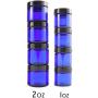 Combination 12 Pack of Cobalt Blue 1oz & 2oz Glass Straight Sided Jars, Lids Included; Empty Refillable Containers for Cosmetics, Creams, Lotions, Essential Oils (6 of Each)