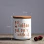 Ceramic Canister, Coffee Tea Sugar Food Storage with Bamboo Lid Porcelain Jar Container, Gift for Women Men (White)